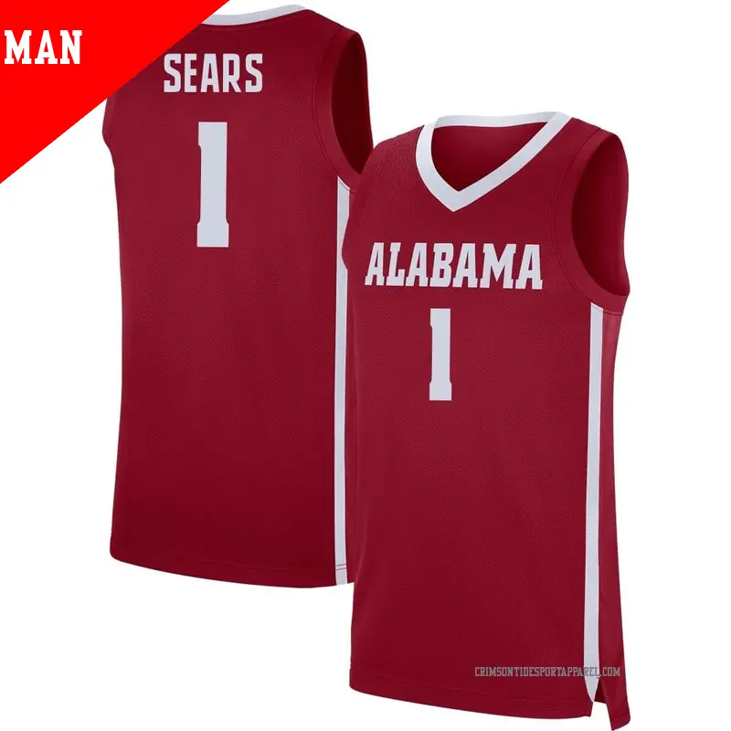 Men's ＃1 Mark Sears Alabama Crimson Tide Replica Crimson Basketball Jersey