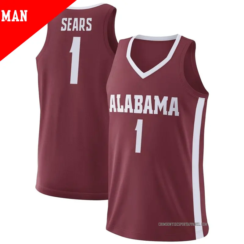 Men's ＃1 Mark Sears Alabama Crimson Tide Replica Crimson College Basketball Jersey