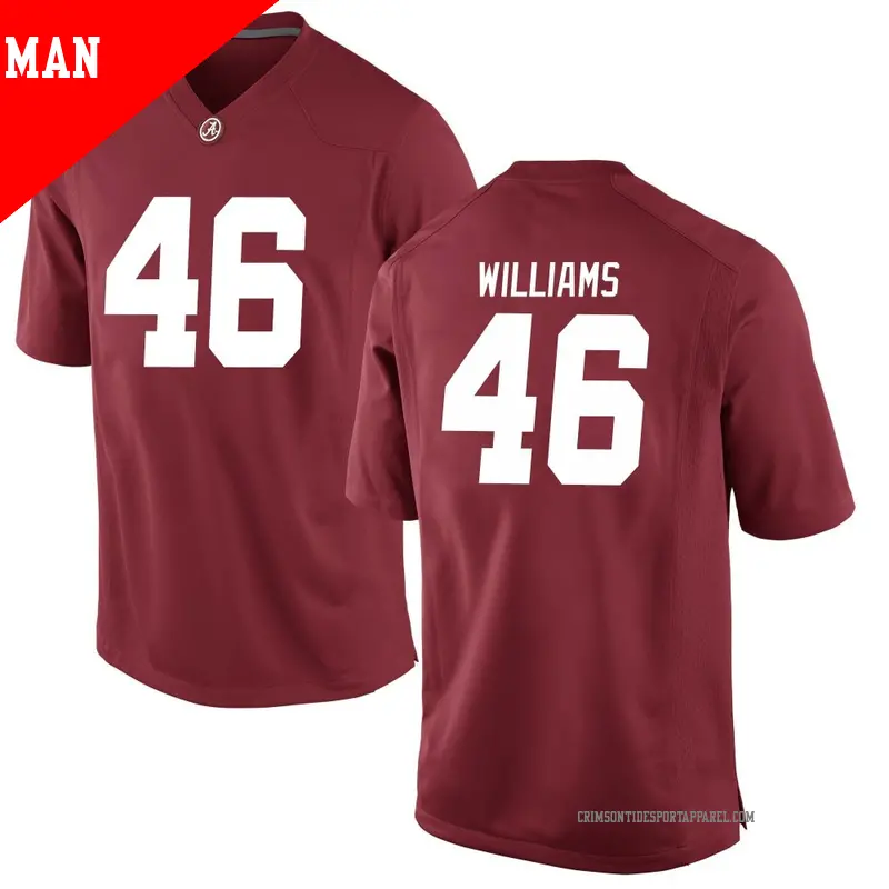 Men's #46 Jay Williams Alabama Crimson Tide Game Crimson Football College Jersey Men's #46 Jay Williams Alabama Crimson Tide Game Crimson Football College Jersey