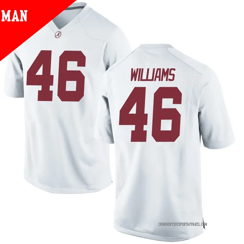 Men's #46 Jay Williams Alabama Crimson Tide Game White Football College Jersey Men's #46 Jay Williams Alabama Crimson Tide Game White Football College Jersey