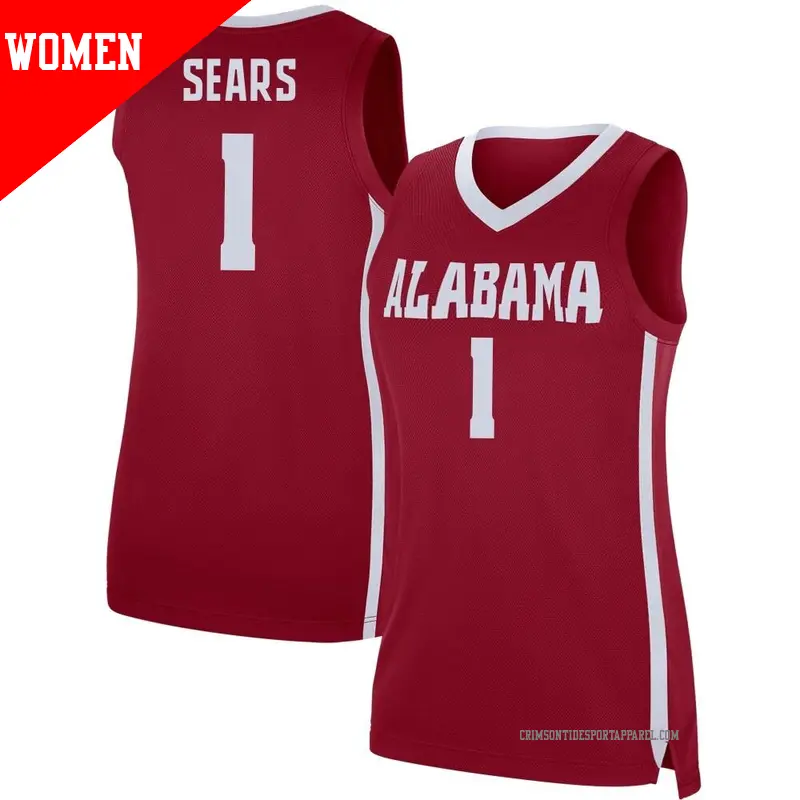 Women's ＃1 Mark Sears Alabama Crimson Tide Replica Crimson Basketball Jersey