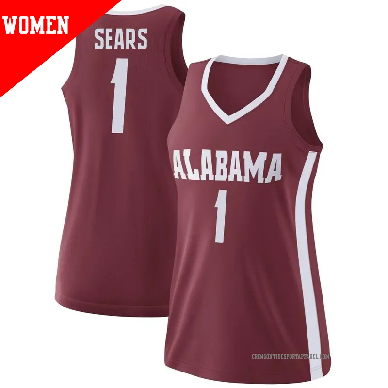 Women's ＃1 Mark Sears Alabama Crimson Tide Replica Crimson College Basketball Jersey