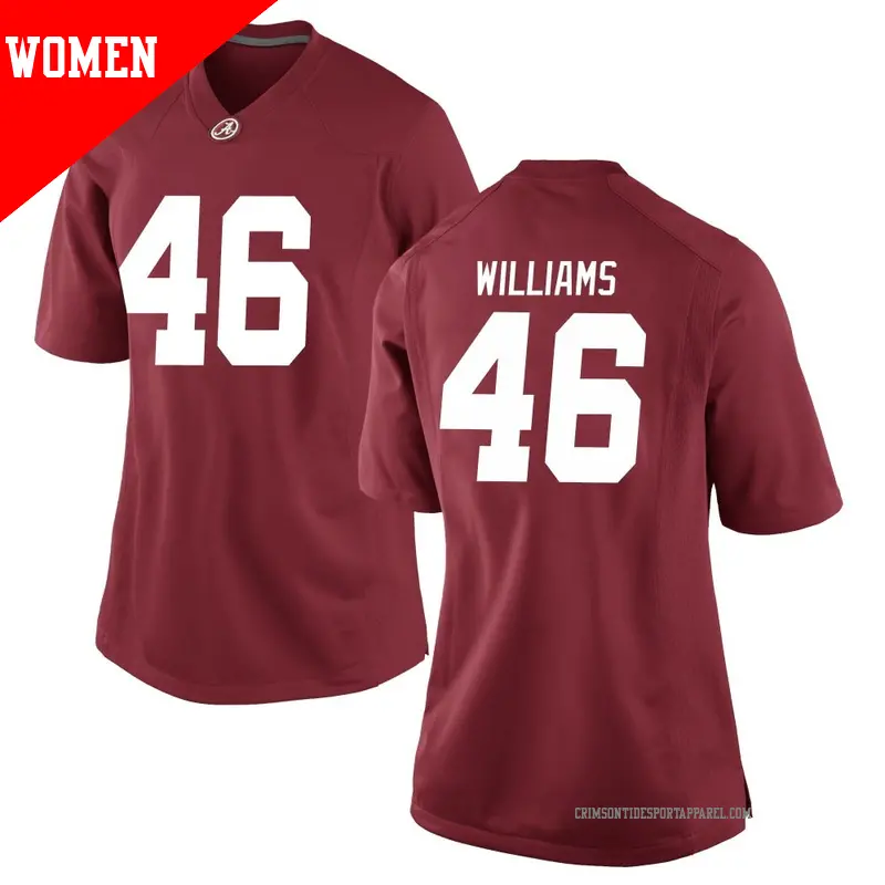 Women's #46 Jay Williams Alabama Crimson Tide Game Crimson Football College Jersey Women's #46 Jay Williams Alabama Crimson Tide Game Crimson Football College Jersey