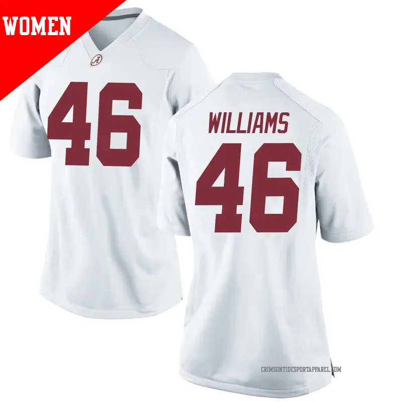 Women's #46 Jay Williams Alabama Crimson Tide Replica White Football College Jersey Women's #46 Jay Williams Alabama Crimson Tide Replica White Football College Jersey
